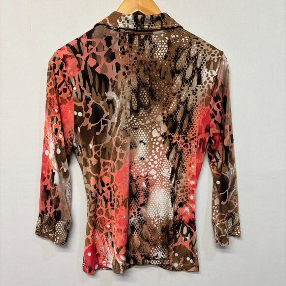 Vintage Cache Women Blouse Top Shirt Size Medium Y2K Ruched Animal Print C065 12 - Picture 11 of 16